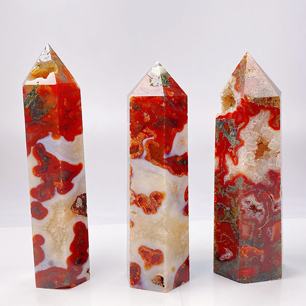 Natural Red Moss Agate Tower/ Point