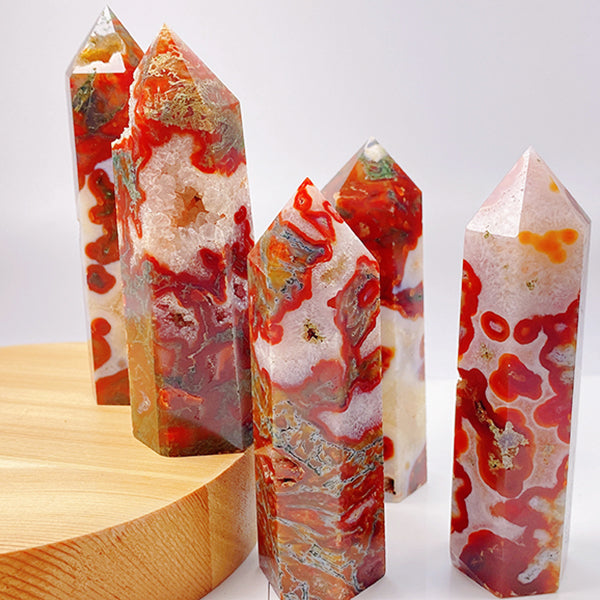 Natural Red Moss Agate Tower/ Point