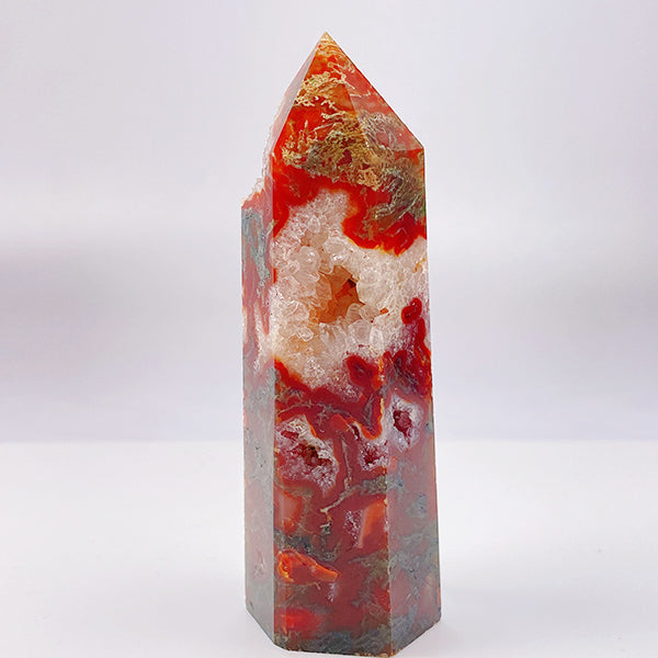 Natural Red Moss Agate Tower/ Point