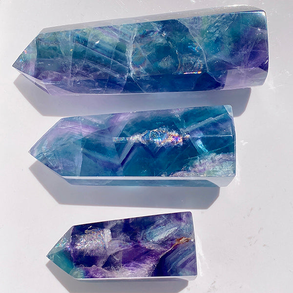 Beautiful Rainbow Fluorite Tower/Point