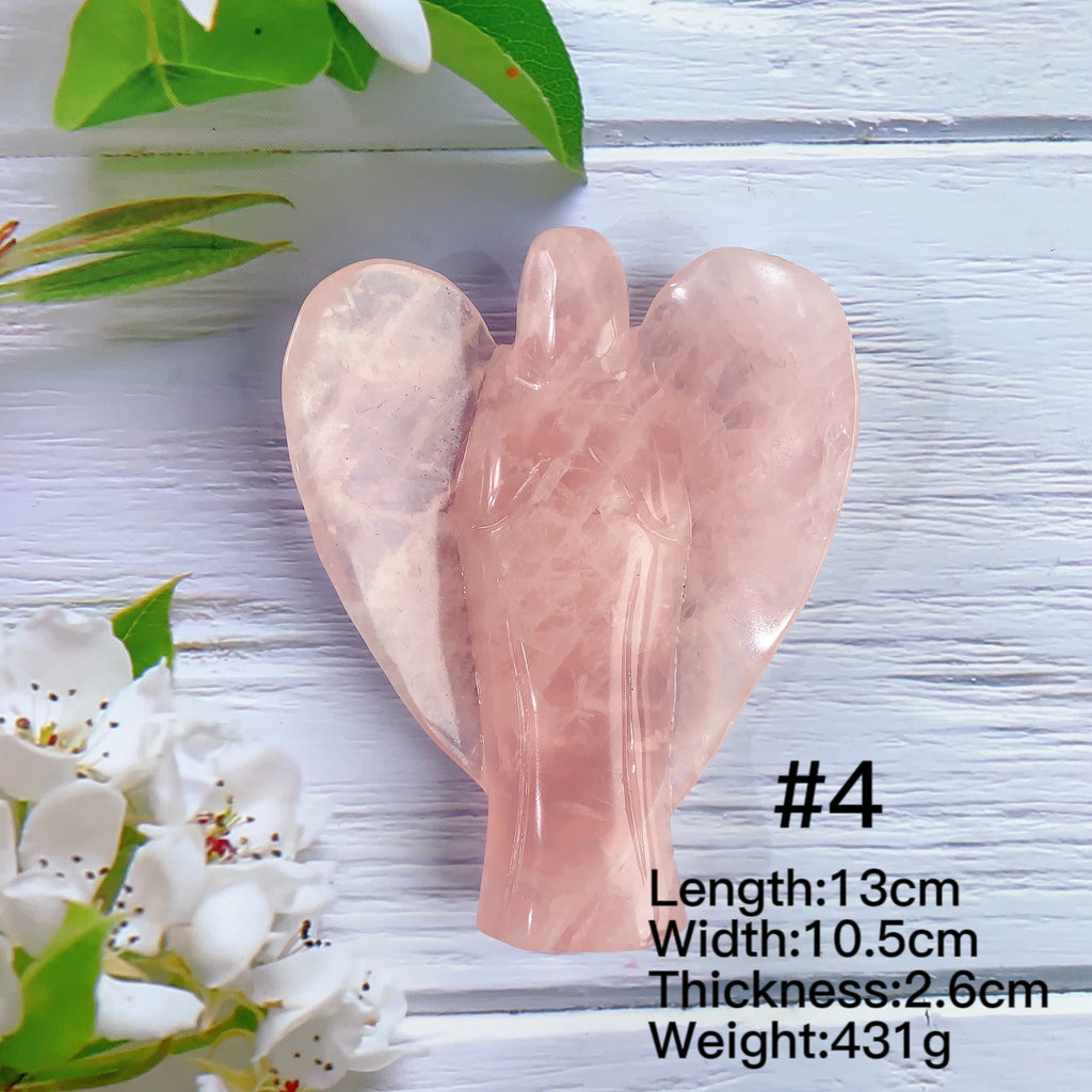 Beautiful Rose Quartz Angel Carvings