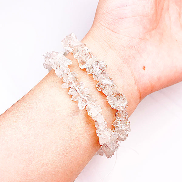 Natural Herkimer Diamond Bracelet  Fashion Double Pointed Energy Stone