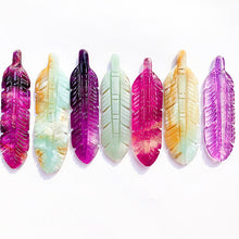 Load image into Gallery viewer, Natural Fluorite Feather And Caribben Feather Crystal Carving Fashion Accessory Gift