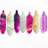 Natural Fluorite Feather And Caribben Feather Crystal Carving Fashion Accessory Gift