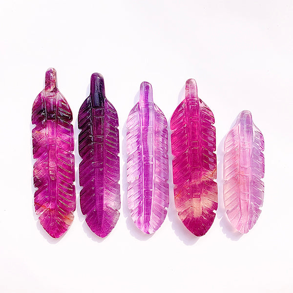 Natural Fluorite Feather And Caribben Feather Crystal Carving Fashion Accessory Gift