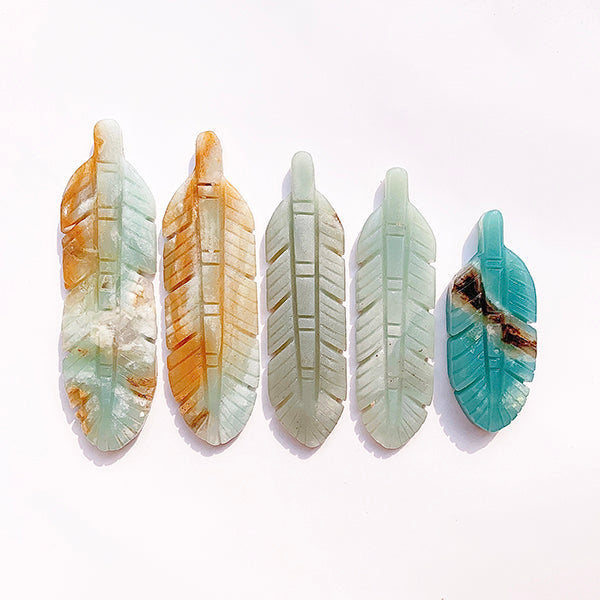 Natural Fluorite Feather And Caribben Feather Crystal Carving Fashion Accessory Gift