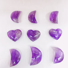 Load image into Gallery viewer, Amethyst  Heart/Moon Carving Shape