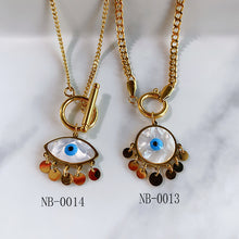 Load image into Gallery viewer, Titanium Steel Evil Eyes Pendant Shell Necklace NB0011-0015