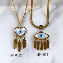 Load image into Gallery viewer, Titanium Steel Evil Eyes Pendant Shell Necklace NB0011-0015