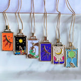 Stainless Steel Evil Eyes Tarot Pendant Enamel Necklace NA0001-0006