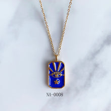 Load image into Gallery viewer, Stainless Steel Evil Eyes Moon Eye Pendant Blue Enamel Necklace NA0008