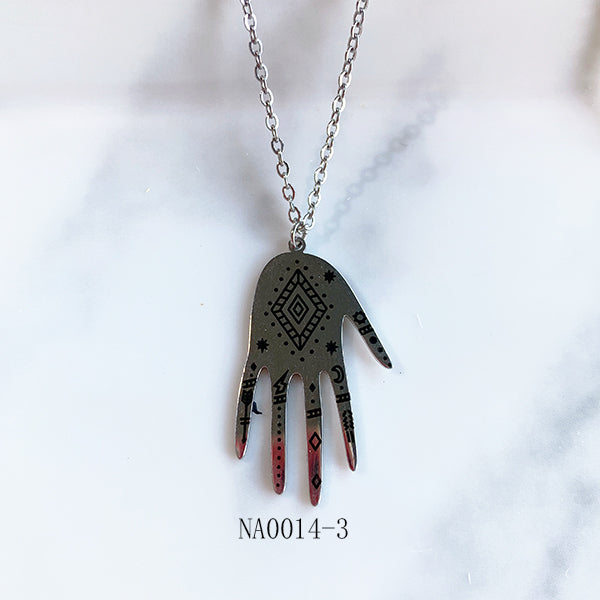 Stainless Steel  Pendant Man Ladybody Hand Necklace NA0014