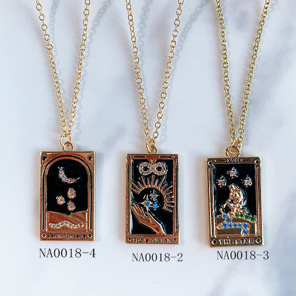 Stainless Steel  Tarot Series Pendant Enamel  Necklace NA0018