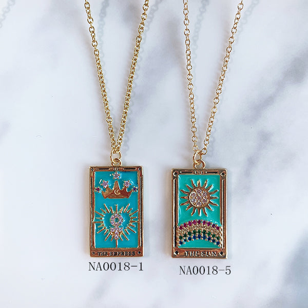 Stainless Steel  Tarot Series Pendant Enamel  Necklace NA0018