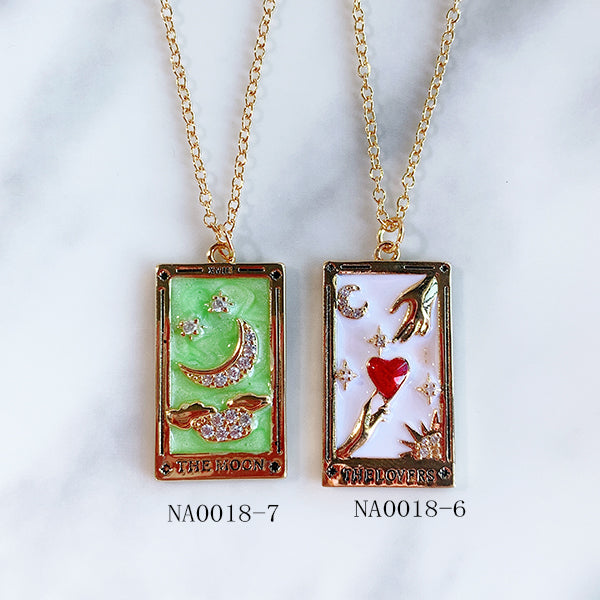 Stainless Steel  Tarot Series Pendant Enamel  Necklace NA0018