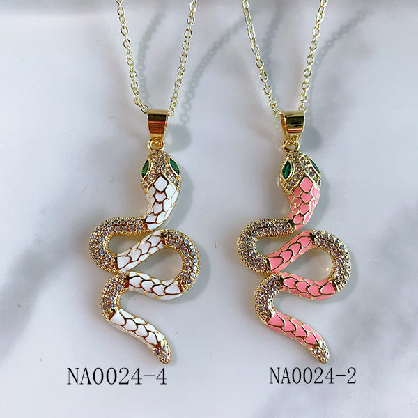 Stainless Steel Snake Pendant Diamond Necklace NA0024