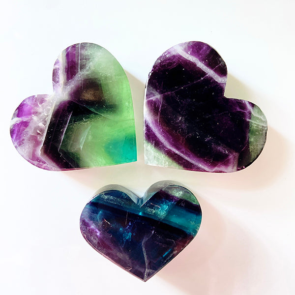 Natural Rainbow Fluorite Heart