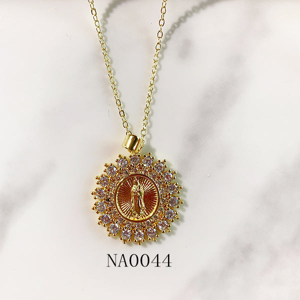 Stainless Steel Virgin Mary  Pendant Zircon Necklace NA0044-46