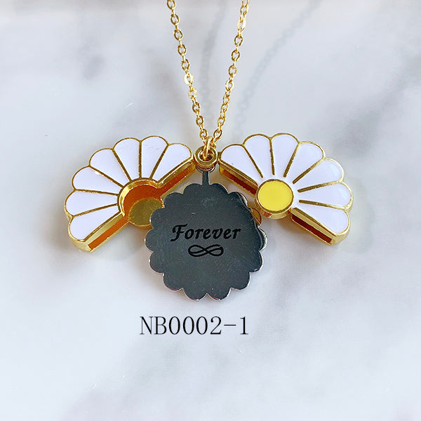 Stainless Steel Daisy  Pendant Can Open Necklace NB0002