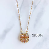 Stainless Steel Four Leaf Clover Pendant  Zircon Necklace NB0004