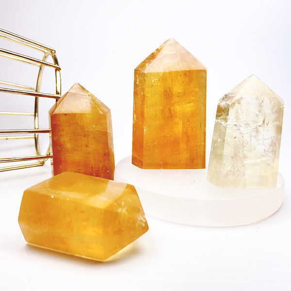 Natural Honey Calcite Tower