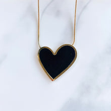 Load image into Gallery viewer, Stainless Steel Black Heart Pendant  Enamel Necklace NB0007