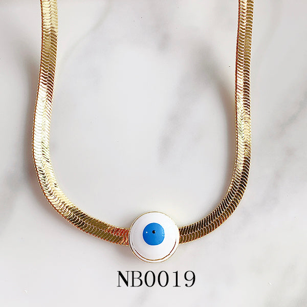 Stainless Steel  Evil Eyes Pendant  Enamel  Necklace NB0019-22