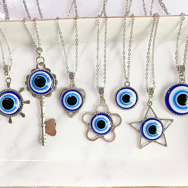 Stainless Steel Evil Eyes Pendant  Necklace NC0007