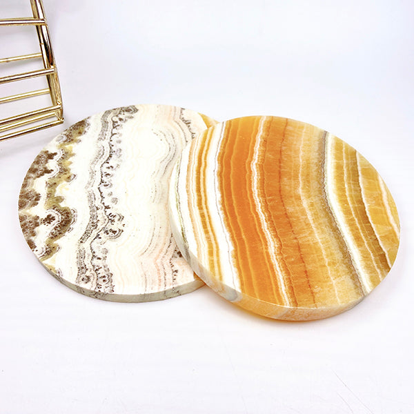 Natural Orange Calcite Disc