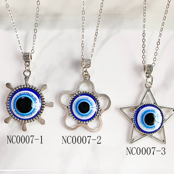 Stainless Steel Evil Eyes Pendant  Necklace NC0007