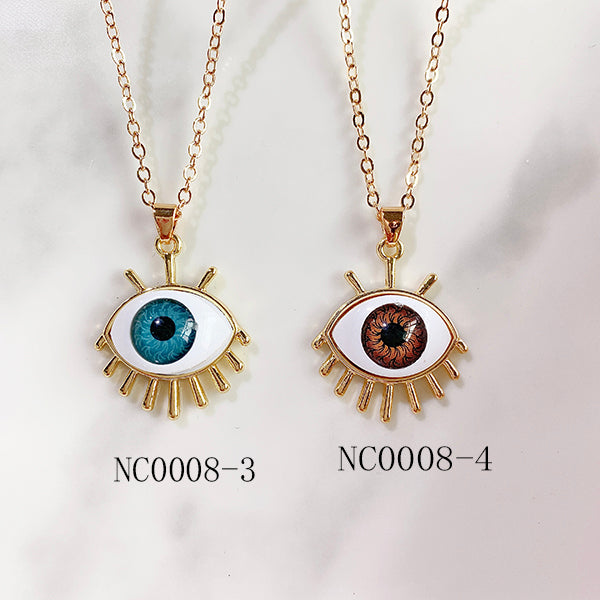 Stainless Steel Evil Eyes Pendant Necklace NC0008