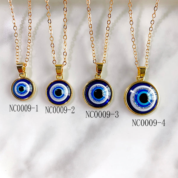 Stainless Steel Evil Eyes Pendant Blue Eye 12mm-30mm Necklace NC0009