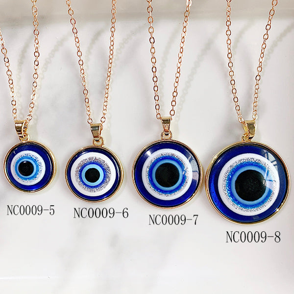 Stainless Steel Evil Eyes Pendant Blue Eye 12mm-30mm Necklace NC0009