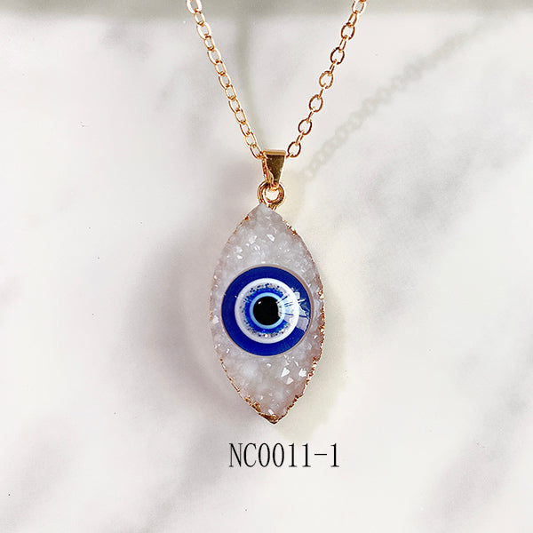 Stainless Steel Evil Eyes Pendant The Color Of Resin Necklace NC0011