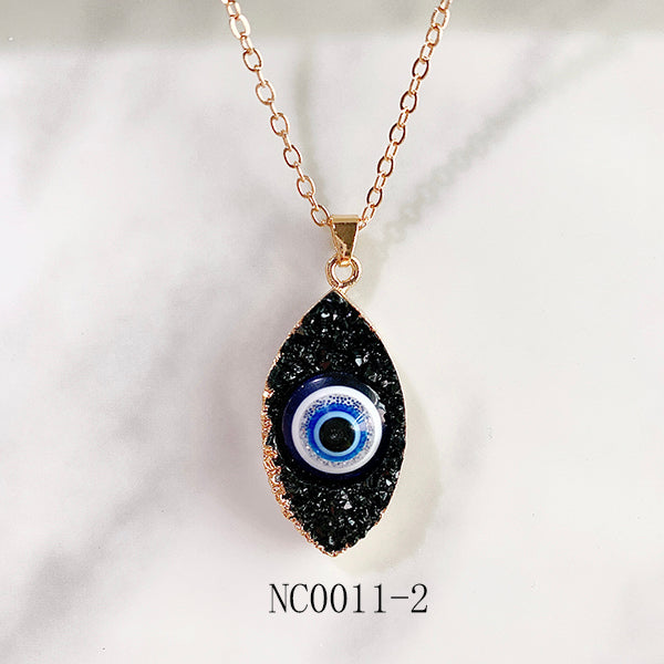 Stainless Steel Evil Eyes Pendant The Color Of Resin Necklace NC0011