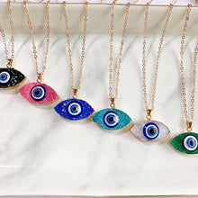 Load image into Gallery viewer, Stainless Steel Evil Eyes Pendant Colorful Resin Necklace NC0013