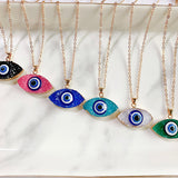 Stainless Steel Evil Eyes Pendant Colorful Resin Necklace NC0013