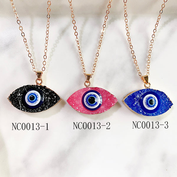 Stainless Steel Evil Eyes Pendant Colorful Resin Necklace NC0013