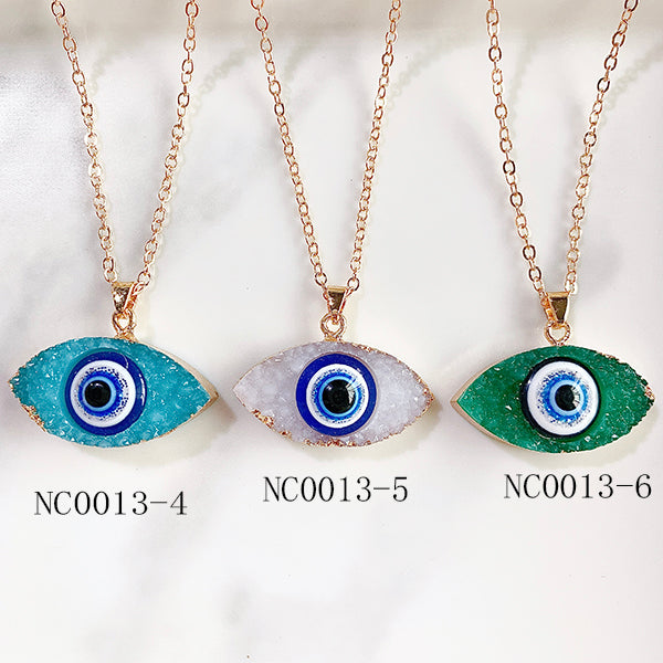 Stainless Steel Evil Eyes Pendant Colorful Resin Necklace NC0013