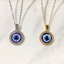 Load image into Gallery viewer, Stainless Steel Evil Eyes Pendant  Zircon Necklace NC0017