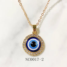 Load image into Gallery viewer, Stainless Steel Evil Eyes Pendant  Zircon Necklace NC0017