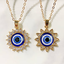 Load image into Gallery viewer, Stainless Steel Evil Eyes Pendant Zircon Necklace NC0018