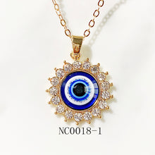 Load image into Gallery viewer, Stainless Steel Evil Eyes Pendant Zircon Necklace NC0018