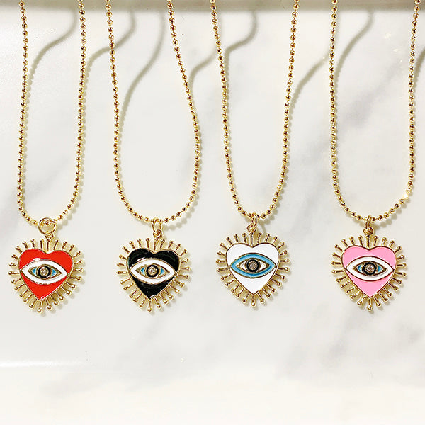 Stainless Steel Evil Eyes Pendant Enamel Necklace NC0020