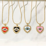 Stainless Steel Evil Eyes Pendant Enamel Necklace NC0020