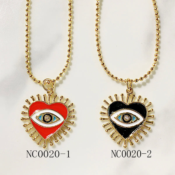 Stainless Steel Evil Eyes Pendant Enamel Necklace NC0020