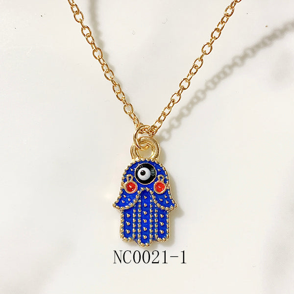 Stainless Steel Evil Eyes Pendant Enamel  Necklace NC0021