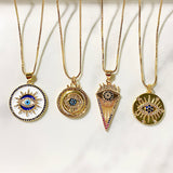 Stainless Steel Evil Eyes Pendant Zircon Necklace NC0022