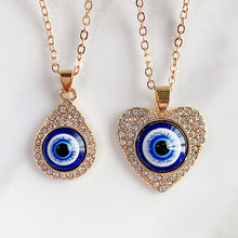 Load image into Gallery viewer, Stainless Steel Evil Eyes Drop Heart Pendant Zircon Necklace NC0024