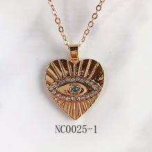 Load image into Gallery viewer, Stainless Steel Evil Eyes Pendant  Zircon Necklace NC0025